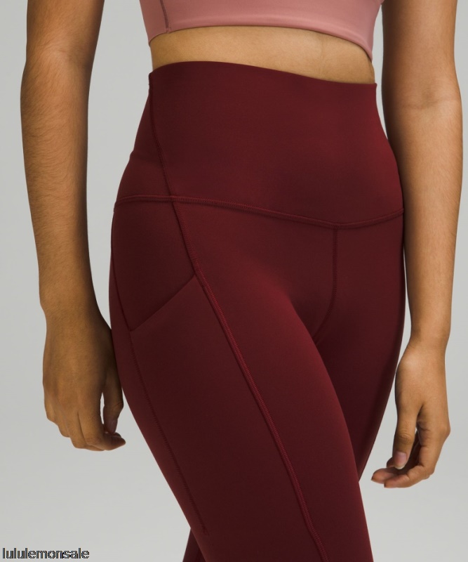 Lululemon Damen DELULU053 | Red Merlot Align Hoch Sitzende Hose Mit Taschen 25